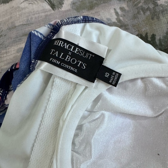 Talbots Pink and Blue One Piece Swimsuit with Ruching - Picture 7 of 7